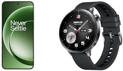 OnePlus ▫️ 15R com 12 GB de RAM + 256 GB de armazenamento, Mint Breeze Watch 3 de 43 mm OPWE242 em aço preto