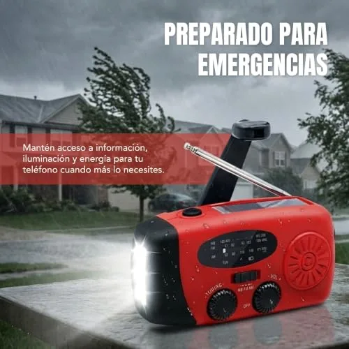 HYPIA ▫️ RÁDIO SOLAR DE EMERGÊNCIA com manivela e carregamento USB-C, rádio AM/FM portátil com bateria recarregável de 2000 mAh, lanterna LED, power bank, ideal para acampamento, sobrevivência, excursões, cortes de energia e uso doméstico 2