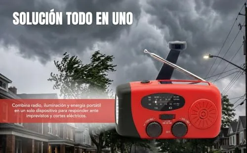 HYPIA ▫️ RÁDIO SOLAR DE EMERGÊNCIA com manivela e carregamento USB-C, rádio AM/FM portátil com bateria recarregável de 2000 mAh, lanterna LED, power bank, ideal para acampamento, sobrevivência, excursões, cortes de energia e uso doméstico 7