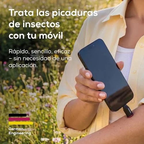 Beurer ▫️ BiteX Go Deep Black – Aparelho contra picadas de insetos para smartphone, tratamento de mordidas e picadas, alivia a comichão, para telemóveis Android e iPhone (USB-C), com luz 2