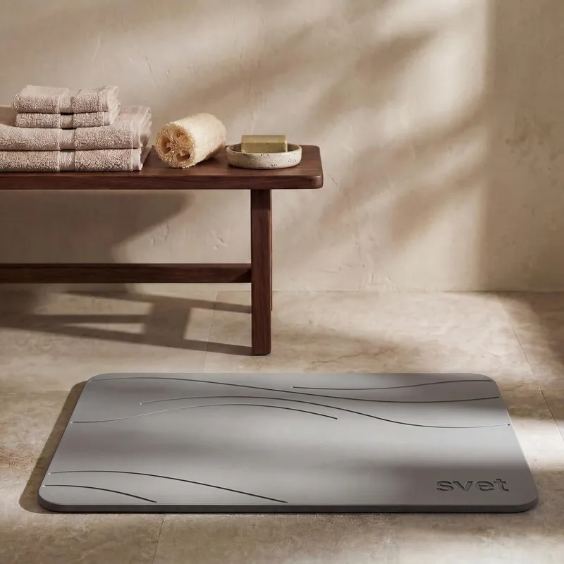 svet ▫️ Tapete de casa de banho de diatomite - Secagem rápida e ultra absorvente, antiderrapante, antibacteriano e antifúngico, tapete de casa de banho de pedra de diatomite (Dark Grey Air)