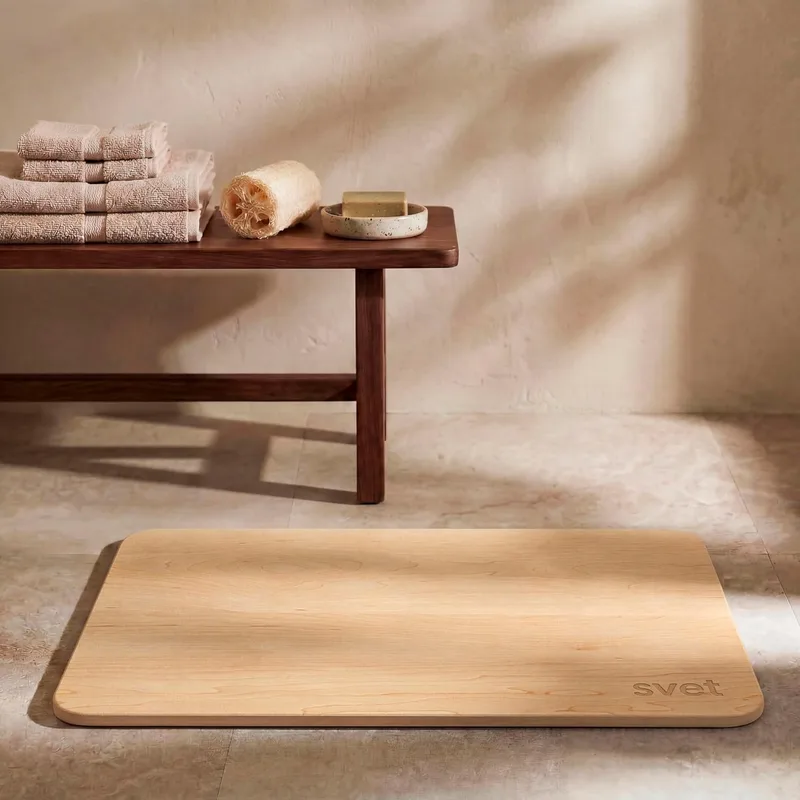 svet ▫️ Tapete de casa de banho de diatomite - Secagem rápida e ultra absorvente, antiderrapante, antibacteriano e antifúngico, tapete de casa de banho de pedra de diatomite (faia)