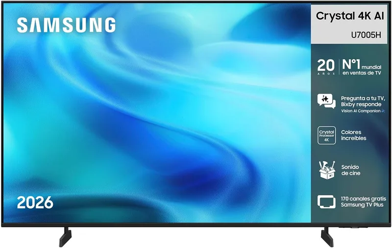 Samsung ▫️ Televisão Crystal 4K AI U7005H de 50" – Smart TV com IA | Vision AI Companion, Crystal Processor 4K, Gaming Hub, Dynamic Sound Pack, TV Plus, ideal para cinema em casa