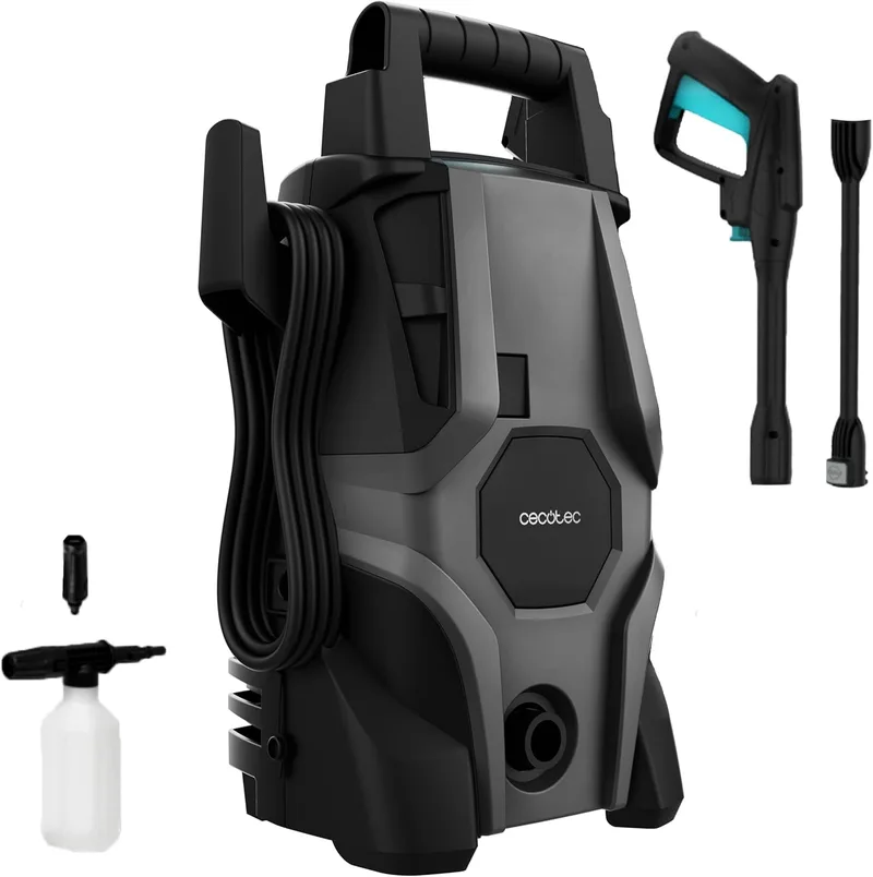 Cecotec ▫️ Máquina de Limpeza a Alta Pressão HydroBoost 1400 Essential Plus. 1400 W, pressão de 105 bar, para casa, jardim ou carro, caudal de 426 l/h, bomba em alumínio, raio de ação de 9 metros