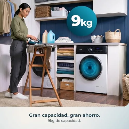 Cecotec ▫️ Máquina de lavar roupa de 9 kg, carregamento frontal, modelo Bolero Dresscode 9500 Inverter A com kit HairCatch, 1900 W, 1400 rpm, motor Inverter Plus, baixo consumo, 16 programas, SteamMax, início diferido, branca 4