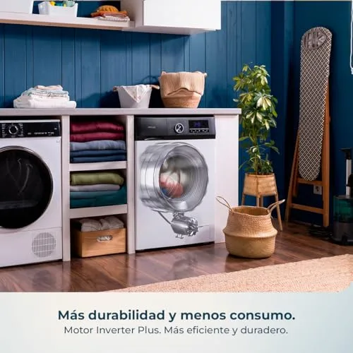 Cecotec ▫️ Máquina de lavar roupa de 9 kg, carregamento frontal, modelo Bolero Dresscode 9500 Inverter A com kit HairCatch, 1900 W, 1400 rpm, motor Inverter Plus, baixo consumo, 16 programas, SteamMax, início diferido, branca 5