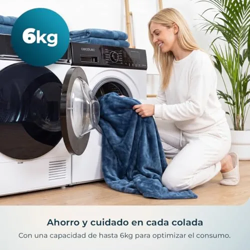 Cecotec ▫️ Máquina de lavar roupa de 6 kg, de carregamento frontal, modelo Bolero DressCode 6150 Inverter com kit HairCatch. 1650 W, 1000 rpm, 12 programas, motor Inverter Plus, Steam Max, Drum Clean, Delay Start e Child Lock. 3
