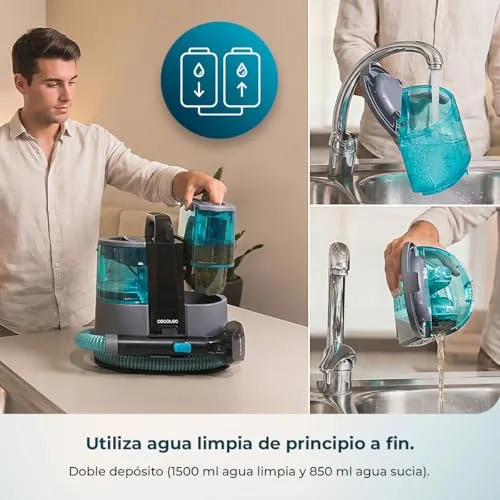 Cecotec ▫️ Aspirador e Limpador de Estofos e Tapetes com Fio Conga 4000 Carpet&Spot Clean XL Neo. 600 W, 14 kPa, 2 reservatórios: água limpa e suja, pulverizador, acessório para janelas e 3 bicos 6