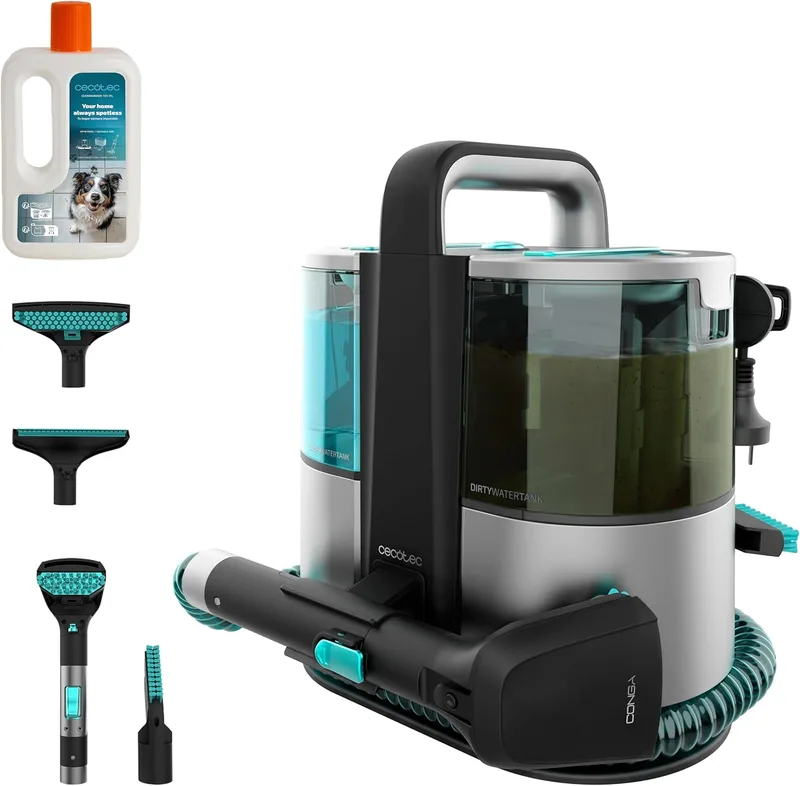 Cecotec ▫️ Aspirador e Limpador de Estofos e Tapetes com Fio Conga 4000 Carpet&Spot Clean XL Neo. 600 W, 14 kPa, 2 reservatórios: água limpa e suja, pulverizador, acessório para janelas e 3 bicos