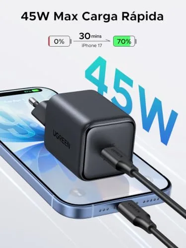 UGREEN ▫️ Zapix Carregador USB-C de 45 W com PPS para carregamento rápido do iPhone, com cabo de 5 A e 1,5 m 2