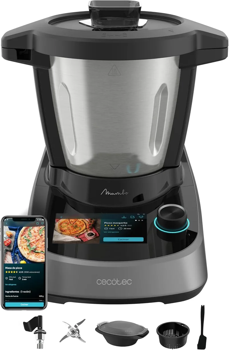 Cecotec ▫️ Robô de cozinha tátil com 37 funções Mambo Touch Daily | Capacidade de 3,3 litros, ecrã tátil, aplicação Mambo com livro de receitas, balança e jarro em aço inoxidável adequado para a máquina de lavar louça