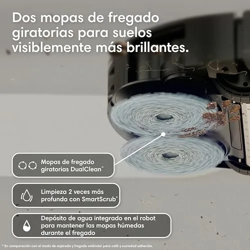 iRobot ▫️ Roomba Plus 576 Combo e Base AutoWash multifunções, 25 kPa, esfregonas DualClean PerfectEdge, lavagem/secagem a quente, IA, PrecisionVision, Clearview Pro LiDAR, autonomia de 90 dias, acessórios extra, preto 4