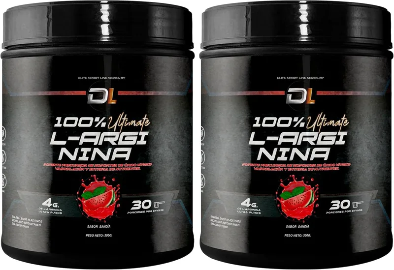 Healthy FUSION ▫️ 100% Ultimate L-ARGININE | Arginina pura e concentrada | Aumenta a massa muscular | Formato de pó bio-assimilado | Melhora o desempenho físico 300g, Sabor a melancia (Embalagem de 2)
