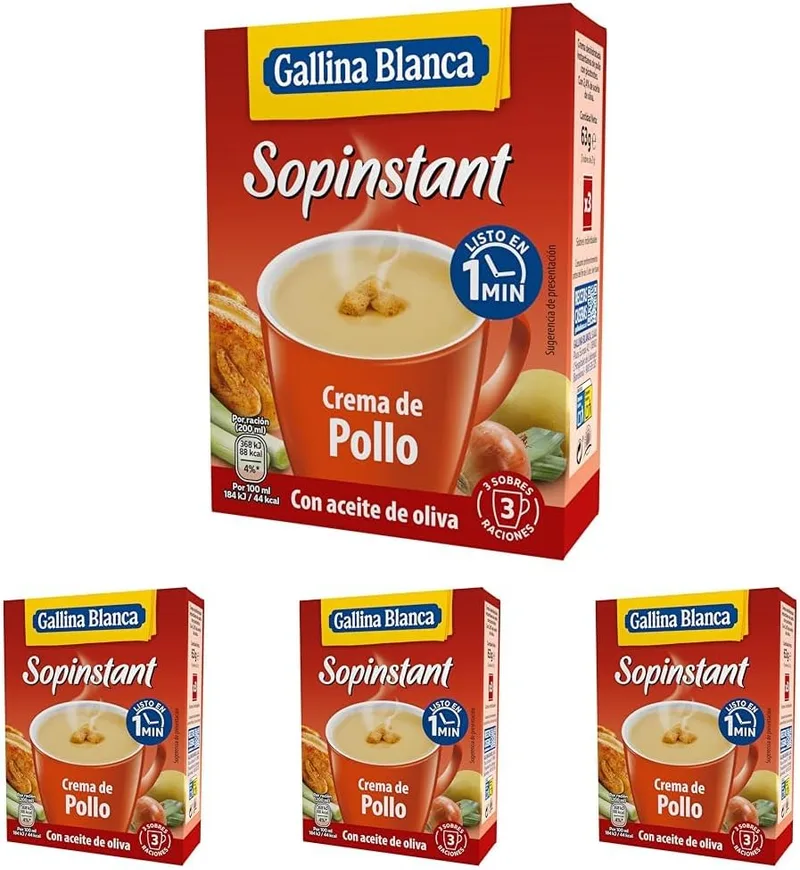 Gallina Blanca ▫️ Sopinstant Creme de Frango com Croutons, 63 gramas (embalagem de 4)