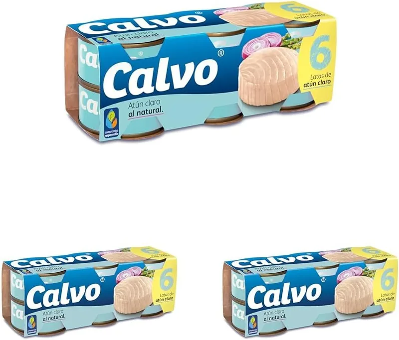 Calvo ▫️ Atum claro em água, embalagem de 6 unidades de 56 g (Embalagem de 3)