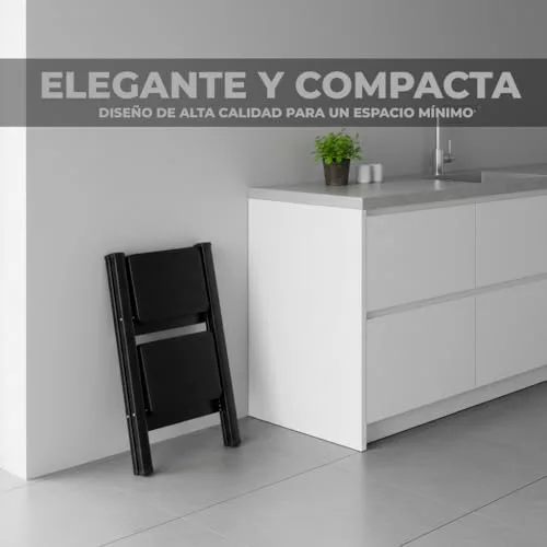 UZIRO ▫️ Escada dobrável de 2 degraus, escada decorativa, degraus largos antiderrapantes, ideal para uso doméstico, na cozinha e no escritório, fácil de guardar e transportar, resistente (preta, 2 degraus) 4