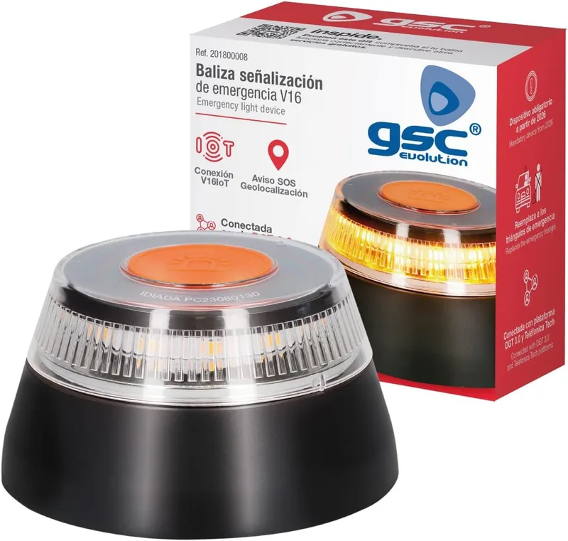 gsc evolution ▫️ Luz de Emergência V16 com Geolocalização – Baliza Homologada pela DGT 3.0, Obrigatória em 2026, Sinal V-16 para Automóveis com Alerta de Localização e Plano de Dados Incluído
