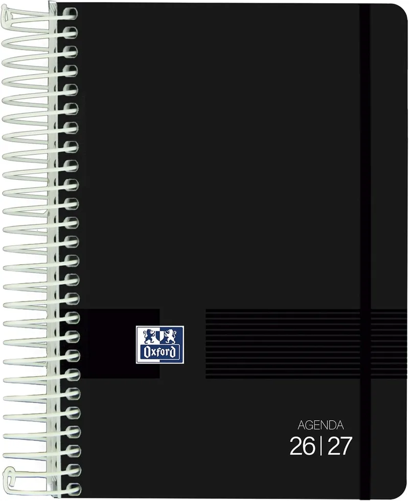 Oxford ▫️ Live & Go, Agenda 2026-2027, Um dia por página, Capa de plástico, 12 x 18 cm, Espanhol, Cor preta