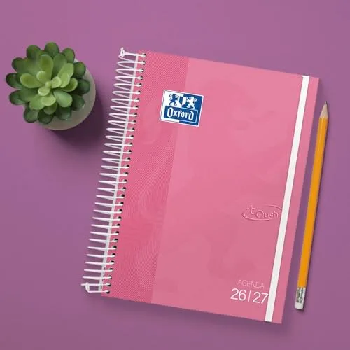 Oxford ▫️ Touch, Agenda 2026-2027, Um dia por página, Capa dura, A5 (15 x 21 cm), Espanhol, Cor fúcsia 7