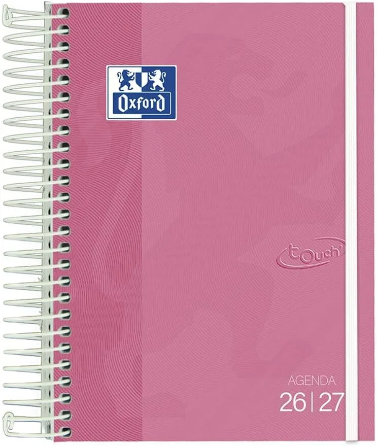 Oxford ▫️ Touch, Agenda 2026-2027, Um dia por página, Capa dura, A5 (15 x 21 cm), Espanhol, Cor fúcsia