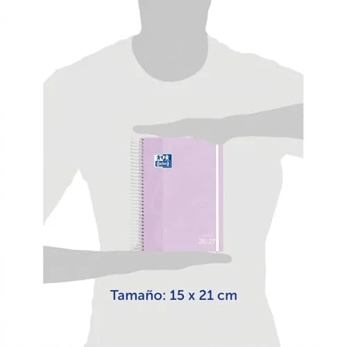 Oxford ▫️ Touch, Agenda 2026-2027, Visão Semanal, Capa Extradura, A5 (15 x 21 cm), Espanhol, Cor Lavanda 2