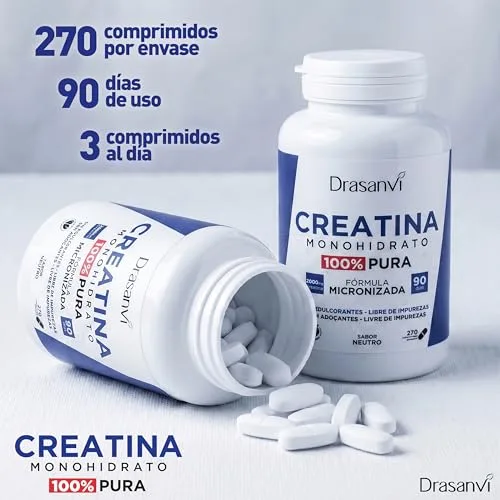Drasanvi ▫️ Creatina Monohidratada 100% Pura em Comprimidos, 270 Unidades 4