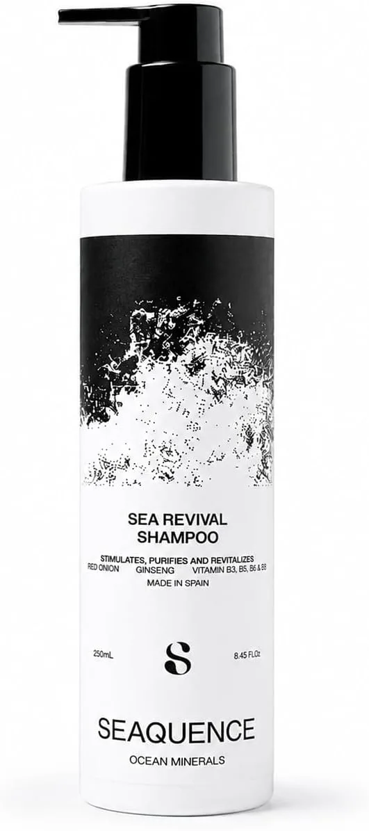 SEAQUENCE ▫️ Sea Revival Shampoo 250 ml | Champô Revitalizante com Ormus Marinho, Ocean Trace Minerals, Cebola Vermelha, Ginseng e Vitaminas B3, B5, B6 e B8 | Brilho, Suavidade e Cuidado Capilar Diário
