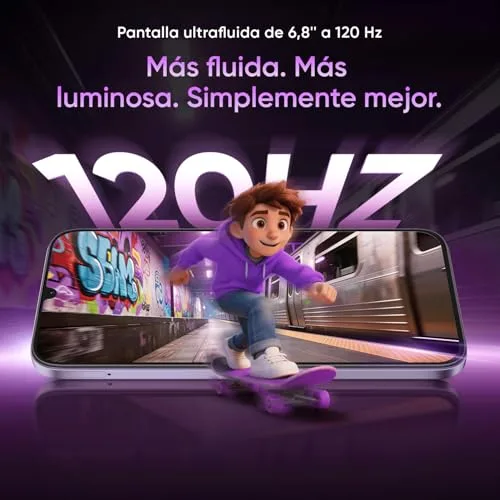 realme ▫️ Smartphone P4 Lite 4G, 4 GB + 256 GB, Ecrã LCD HD de 120 Hz e 6,8", bateria Titan de 6600 mAh, carregamento de 15 W, carregamento reverso de 6 W, classificação IP64 à prova de poeira e água, sistema Next IA, Púlsar Morado (sem carregador) 5