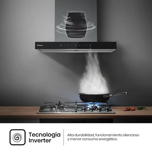 Hisense ▫️ CH6T6226XGB - Exaustor de 60 cm, 446 m³/h, Classe A+, Sincronização H2H, Sensor de ar puro, Função Boost, Eficiência energética A+, Controlo tátil, Alerta de filtro, Aço inoxidável 7