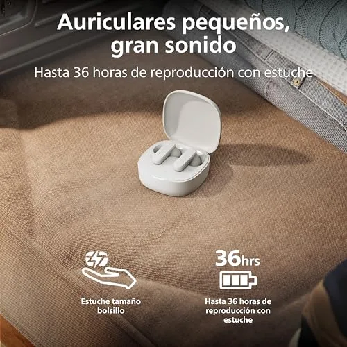 PHILIPS ▫️ TAT2200WT Auscultadores True Wireless com cancelamento ativo de ruído, 36 horas de reprodução, almofadas SecureFit, chamadas nítidas com 4 microfones, Bluetooth 6.0, IPX4, estojo compacto, branco 5
