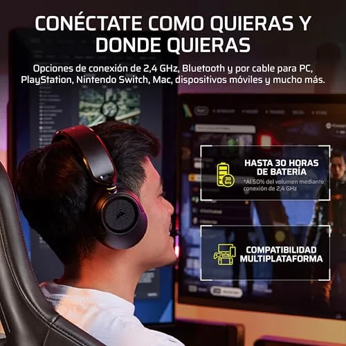 Corsair ▫️ Auscultadores sem fios para videojogos HS35 v3 – Preto 4