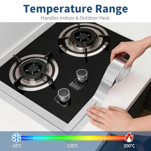 Alyvisun ▫️ 3X10M Fita de alumínio autoadesiva, 50 mm Fita de alumínio impermeável e resistente ao calor para tubagens 5