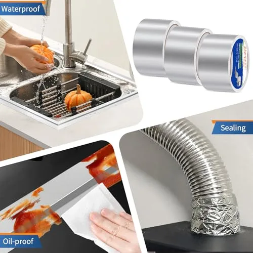 Alyvisun ▫️ 3X10M Fita de alumínio autoadesiva, 50 mm Fita de alumínio impermeável e resistente ao calor para tubagens 6