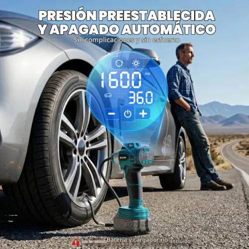 Ecarke ▫️ Compressor de ar portátil de 160 PSI compatível com Makita 20 V (apenas produtos) 7