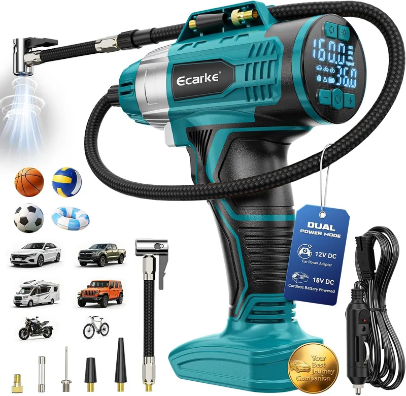 Ecarke ▫️ Compressor de ar portátil de 160 PSI compatível com Makita 20 V (apenas produtos)
