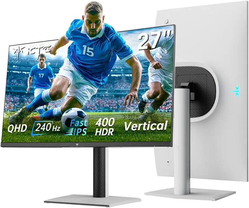 KTC ▫️ Monitor de jogos H27E6S de 27 polegadas, QHD 2560 x 1440, 240 Hz (OC 275 Hz), Fast IPS, 1 ms, HDR400, FreeSync e G-Sync, Eye Care, VESA 100 x 100, suporte com regulação de altura, HDMI 2.0, DisplayPort 1.4