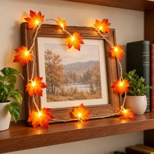AdalyRoma ▫️ Guirlanda de luzes com folhas, 2,5 m, 20 LED em forma de folhas de ácer 5