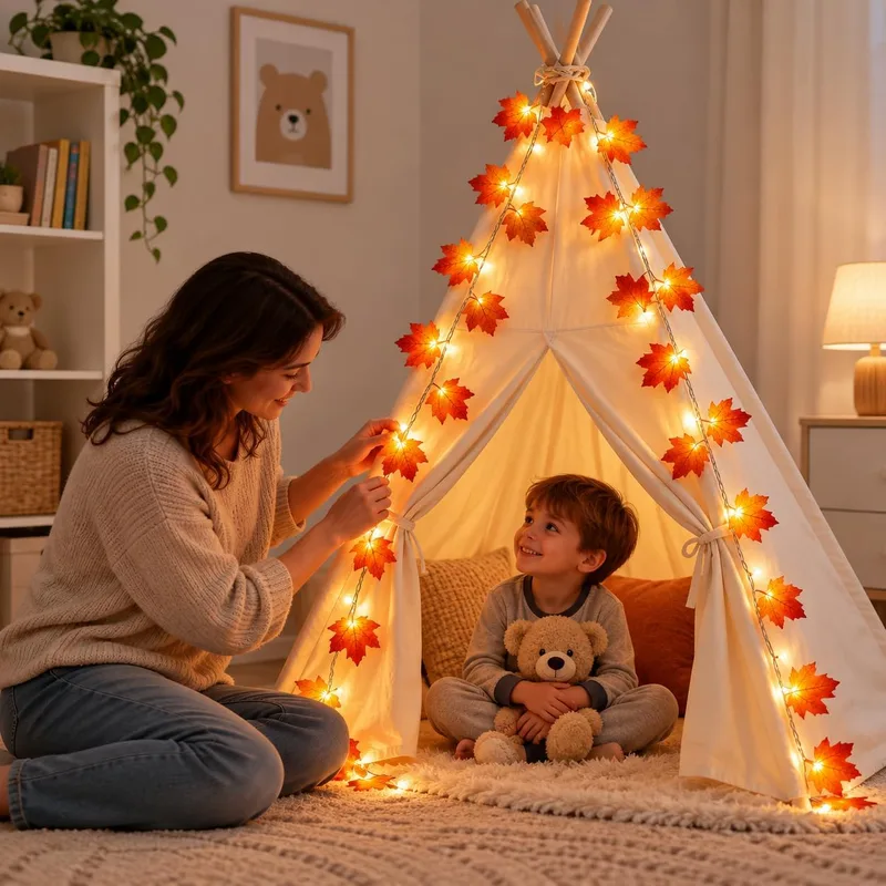 AdalyRoma ▫️ Guirlanda de luzes com folhas, 2,5 m, 20 LED em forma de folhas de ácer