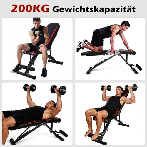 Bfhdbdt ▫️ Banco de pesos dobrável multifunções para treino abdominal, banco inclinado com 8 posições de encosto ajustável, banco de fitness 6 em 1 para casa ou para o ginásio, capacidade de peso de 200 3