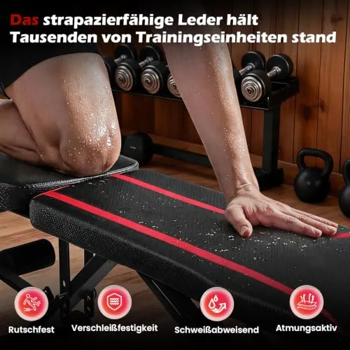 Bfhdbdt ▫️ Banco de pesos dobrável multifunções para treino abdominal, banco inclinado com 8 posições de encosto ajustável, banco de fitness 6 em 1 para casa ou para o ginásio, capacidade de peso de 200 4
