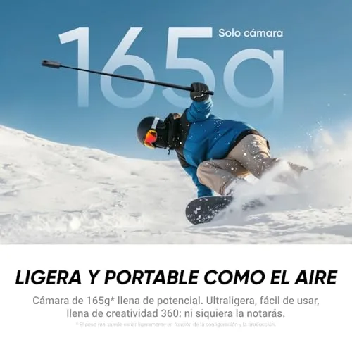 Insta360 ▫️ X4 Air Black Graphite, câmara com resolução 8K e 360°, bastão para selfies invisível, com proteção antivento integrada, grava em primeiro e segundo plano, lentes intercambiáveis, Starter Pack 2
