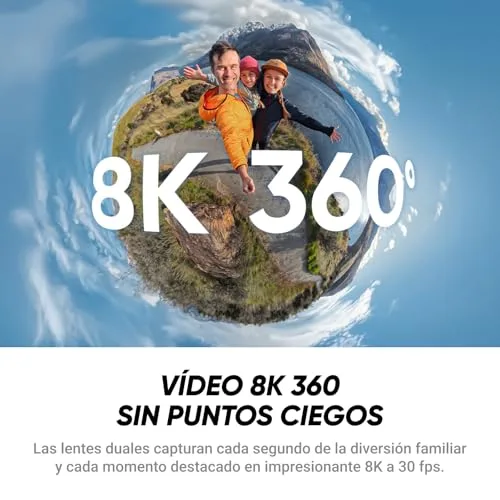 Insta360 ▫️ X4 Air Black Graphite, câmara com resolução 8K e 360°, bastão para selfies invisível, com proteção antivento integrada, grava em primeiro e segundo plano, lentes intercambiáveis, Starter Pack 3