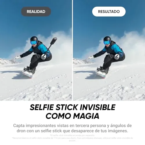 Insta360 ▫️ X4 Air Black Graphite, câmara com resolução 8K e 360°, bastão para selfies invisível, com proteção antivento integrada, grava em primeiro e segundo plano, lentes intercambiáveis, Starter Pack 5