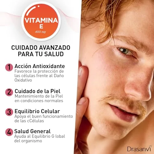 Drasanvi ▫️ Vitamina E Natural 400 mg de Alta Potência em 90 cápsulas sem glúten 2