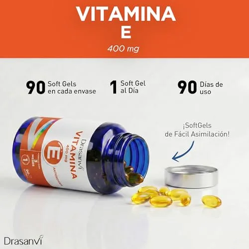 Drasanvi ▫️ Vitamina E Natural 400 mg de Alta Potência em 90 cápsulas sem glúten 3