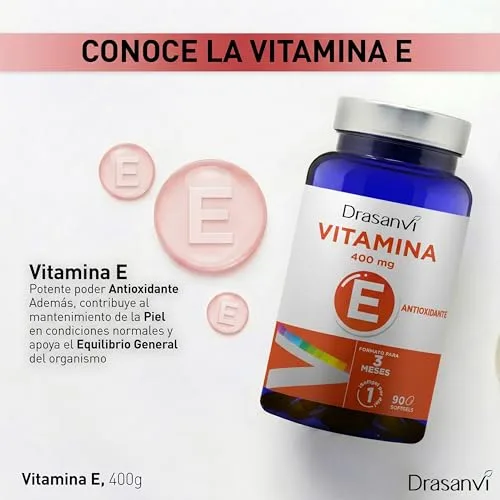 Drasanvi ▫️ Vitamina E Natural 400 mg de Alta Potência em 90 cápsulas sem glúten 4