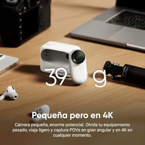 Insta360 ▫️ GO 3S Branca (128 G), Câmara de vlogging 4K, Modo POV sem mãos, bateria com 140 min de autonomia, edição com IA e integração com o Find My, resistente à água até 10 m, montagem em qualquer lugar 2