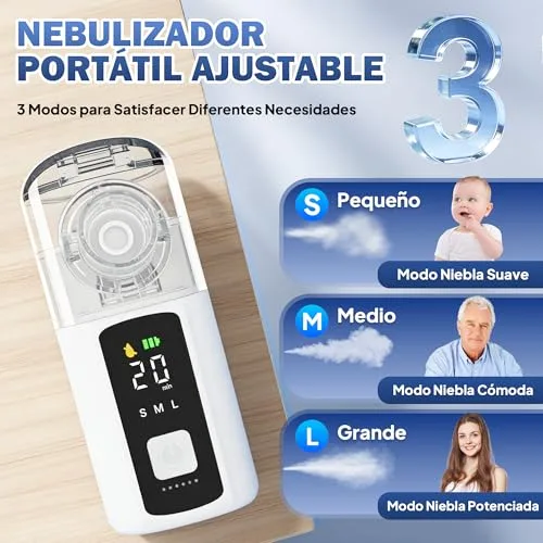 LumoAir ▫️ Nebulizador portátil para adultos e crianças, com autolimpeza e ecrã LED 3