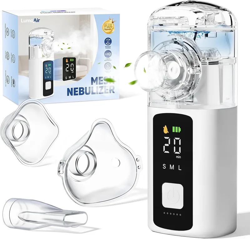LumoAir ▫️ Nebulizador portátil para adultos e crianças, com autolimpeza e ecrã LED