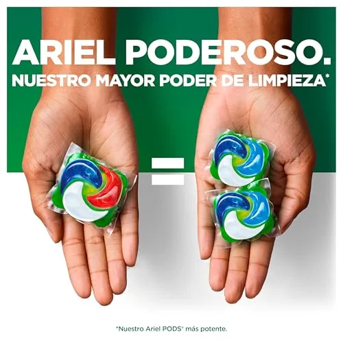 Ariel ▫️ Pods PODEROSO Detergente para máquina de lavar roupa em cápsulas | 45 lavagens | Original | POD GRANDE = 2 PODS | 2X eliminação de manchas e odores 3